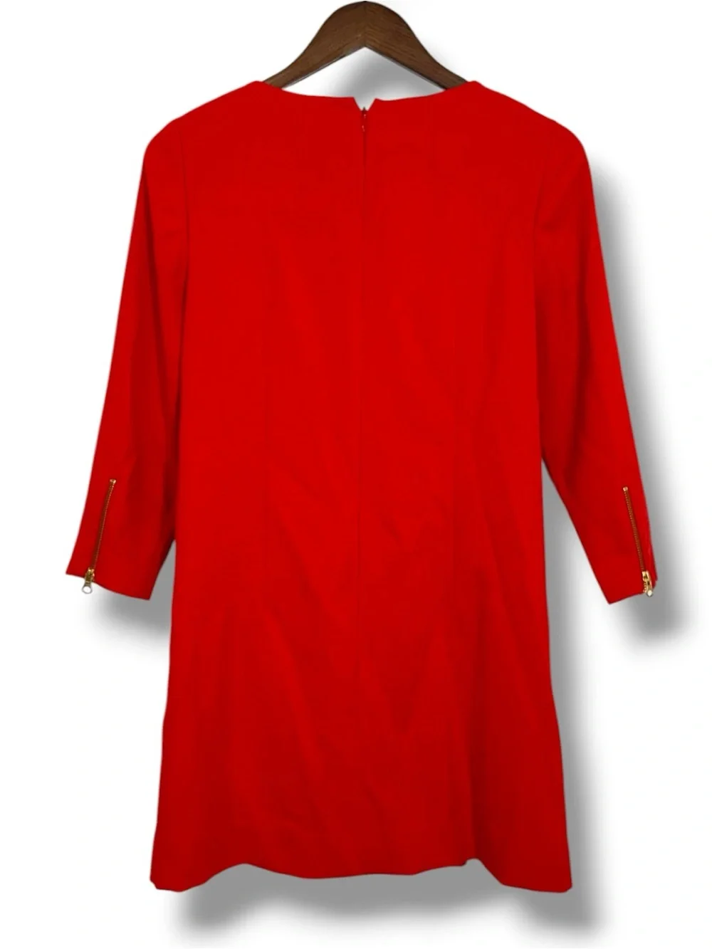 J. Crew Bold Red Shift Dress with Gold Zippers